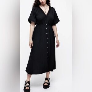 NWT Disturbia Corruption Crinkle Button Down Midi Dress